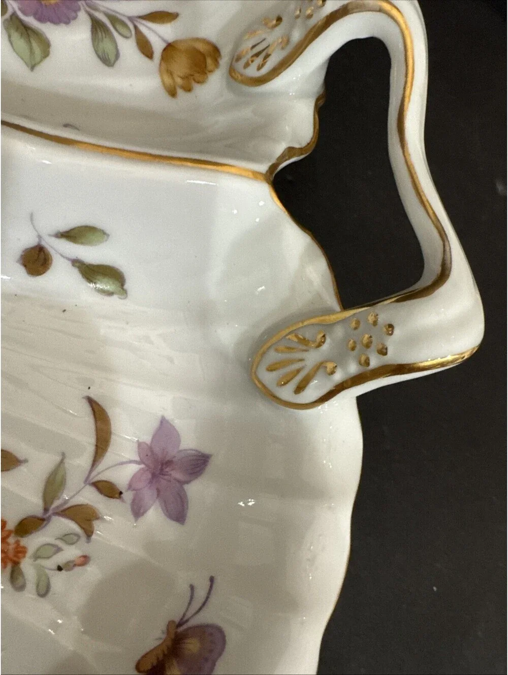 Andrea by Sadek Porcelain Dresden Floral Appetizer 5 Section 13” Diameter